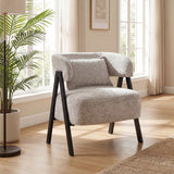 Barrel accent chair in faux rabbit fur