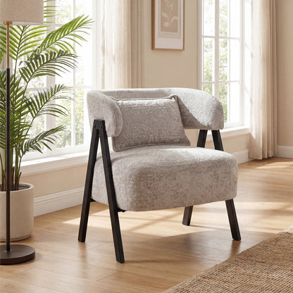Fauteuil d'appoint tonneau en fausse fourrure de lapin