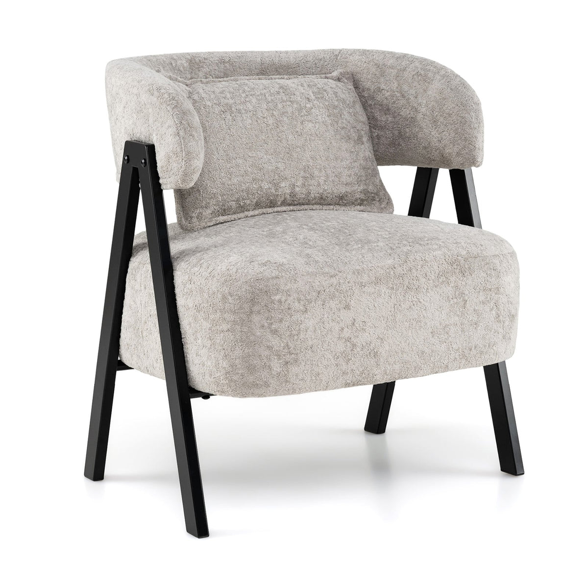 Fauteuil d'appoint tonneau en fausse fourrure de lapin