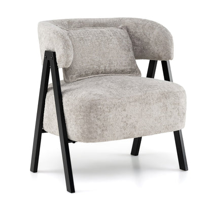 Fauteuil d'appoint tonneau en fausse fourrure de lapin