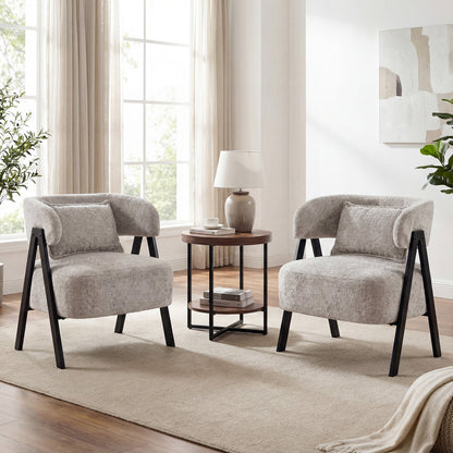 Fauteuil d'appoint tonneau en fausse fourrure de lapin