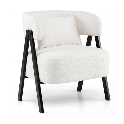 Fauteuil d'appoint tonneau en fausse fourrure de lapin