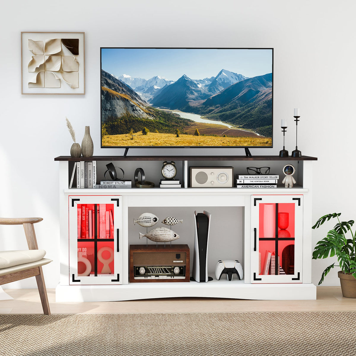 Meuble TV avec éclairage DEL et télécommande