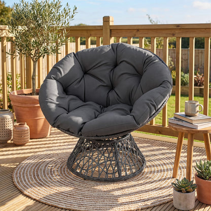 Fauteuil papasan pivotant en osier synthétique