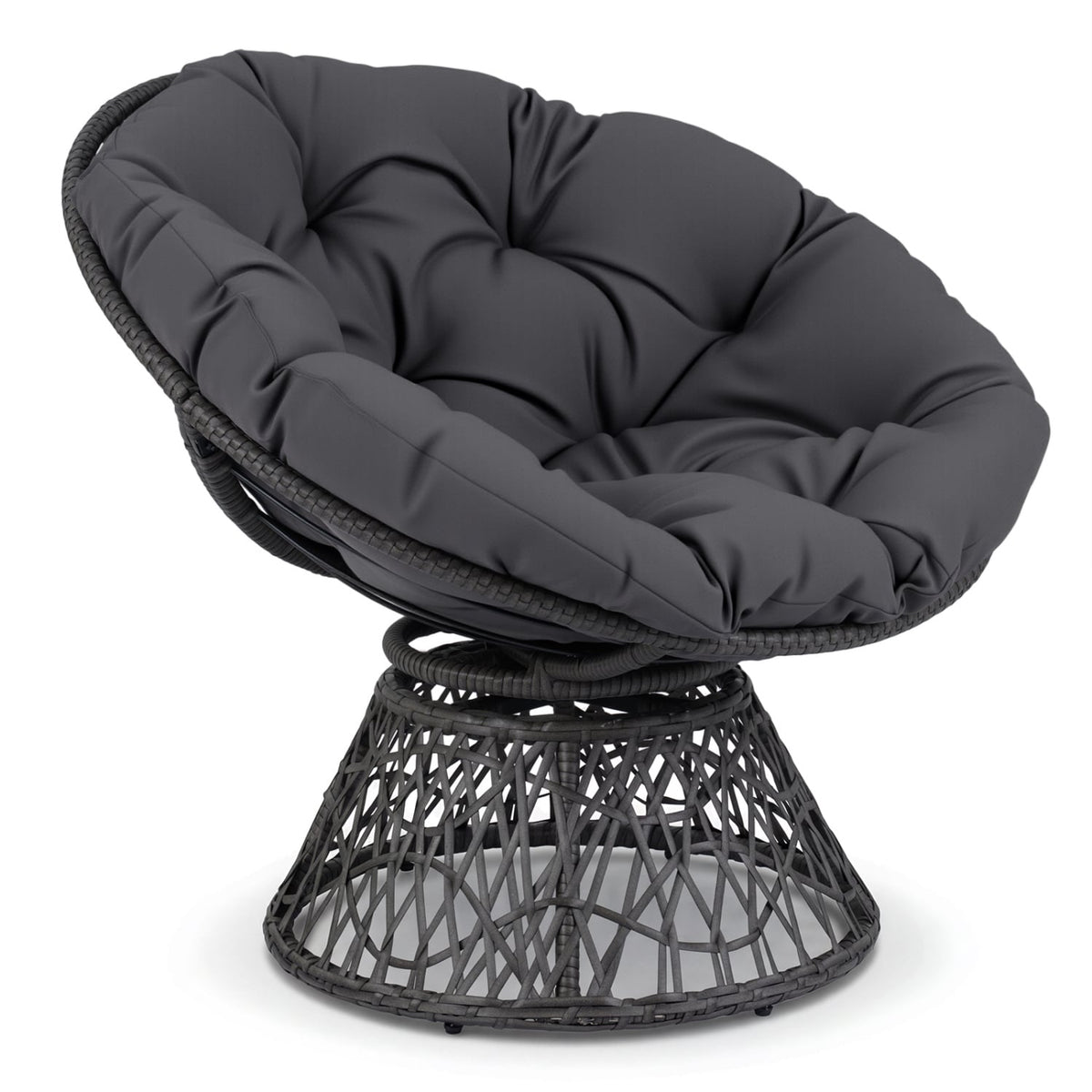 Fauteuil papasan pivotant en osier synthétique