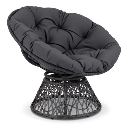 Fauteuil papasan pivotant en osier synthétique