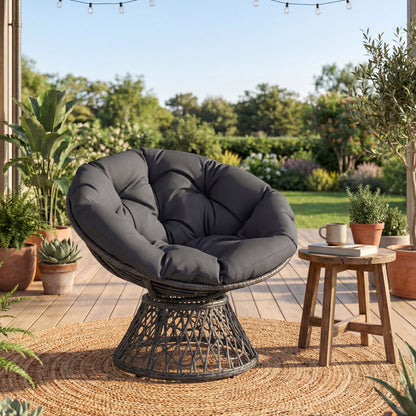 Fauteuil papasan pivotant en osier synthétique