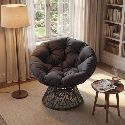 Fauteuil papasan pivotant en osier synthétique