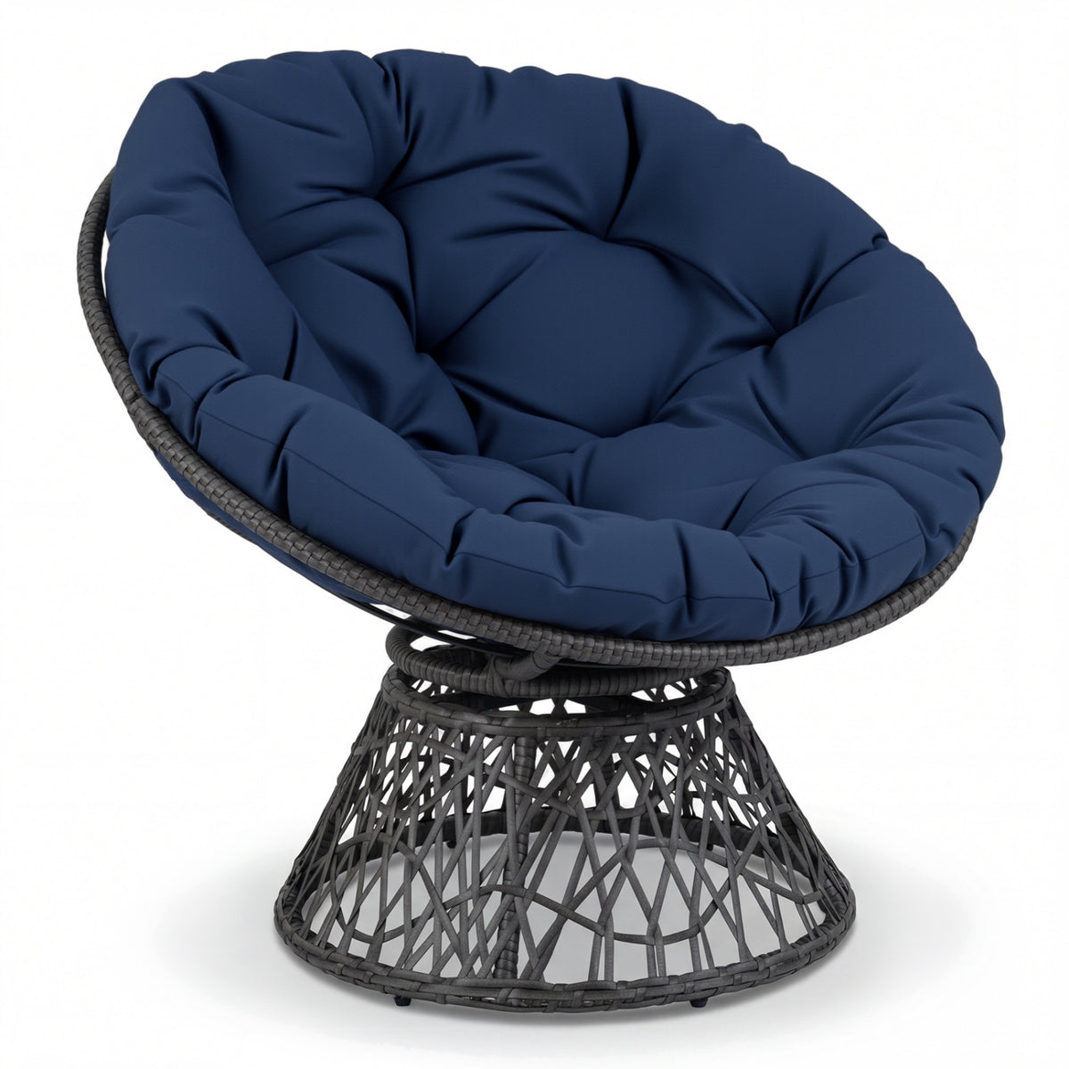 Fauteuil papasan pivotant en osier synthétique