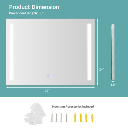 Miroir mural LED lumineux antibuée carré 81 x 61 cm