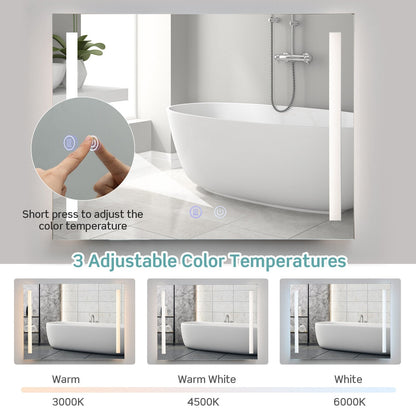 Miroir mural LED lumineux antibuée carré 81 x 61 cm