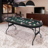 Foldable Oval Poker Table for 8 Players 183 cm