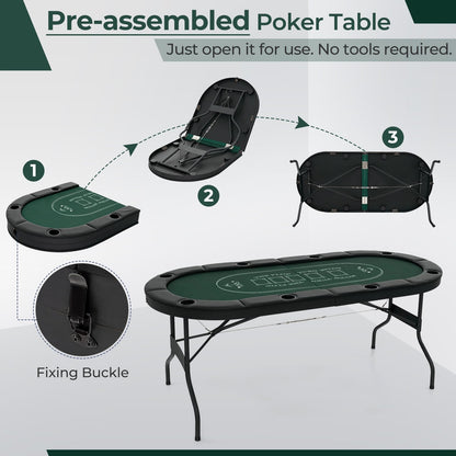 Table de poker pliante ovale pour 8 joueurs 183 cm