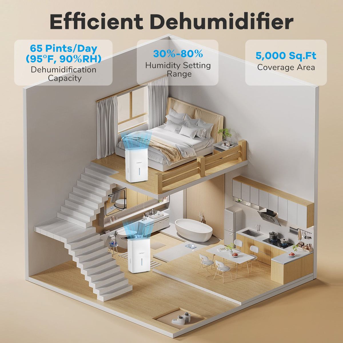 Déshumidificateur 31 litres avec minuterie 24 heures et affichage DEL