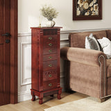 Wooden Jewelry Armoire with Drawers and Swing Doors