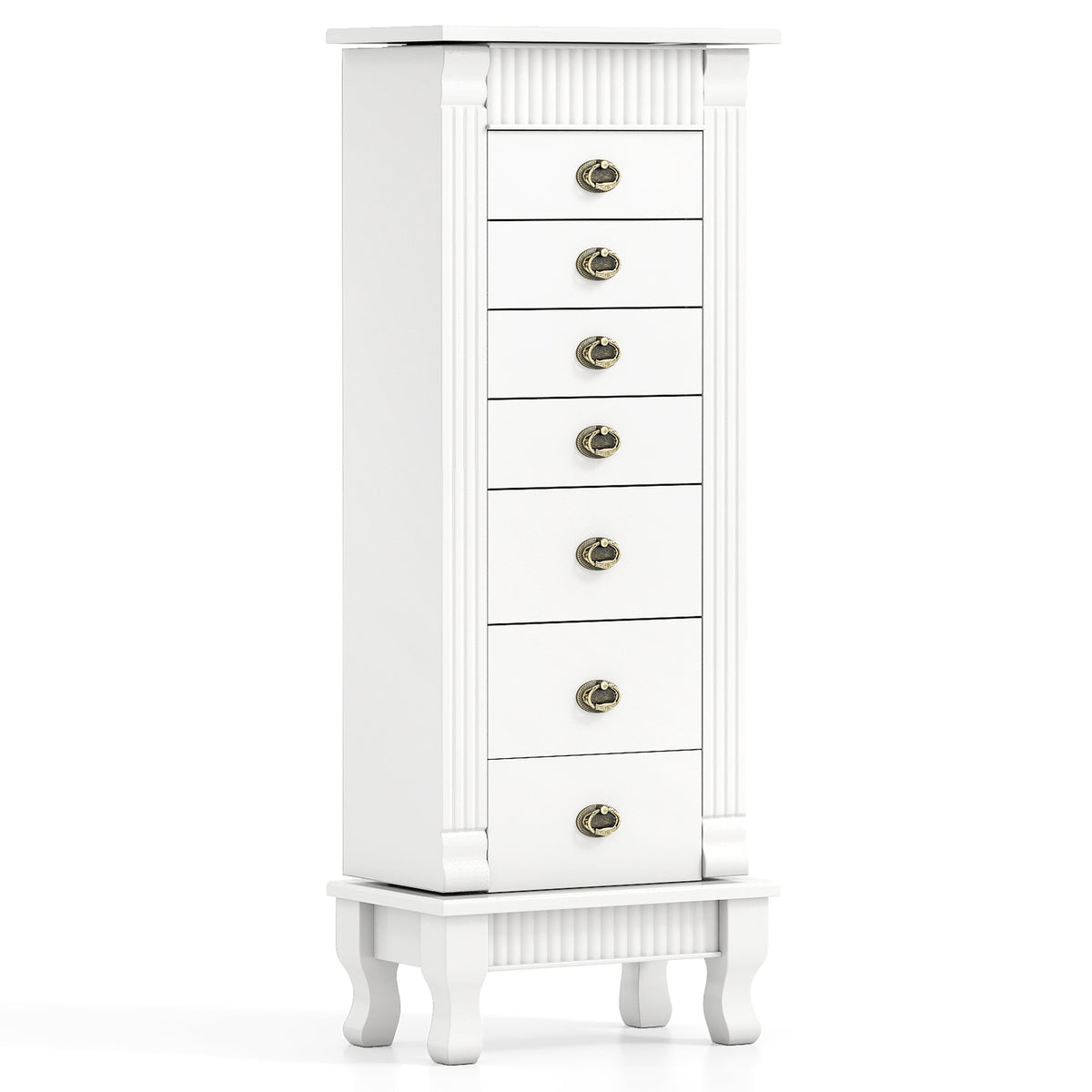 Armoire à bijoux en bois avec tiroirs et portes battantes
