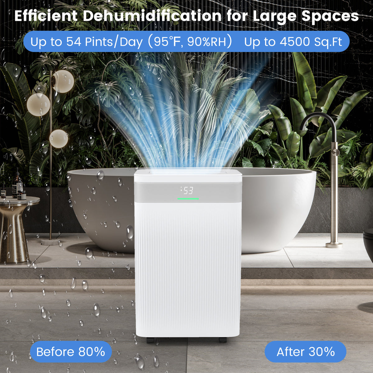 Déshumidificateur 25 L pour grande pièce 418 m²