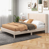 Upholstered Bed Frame with Geometric Headboard