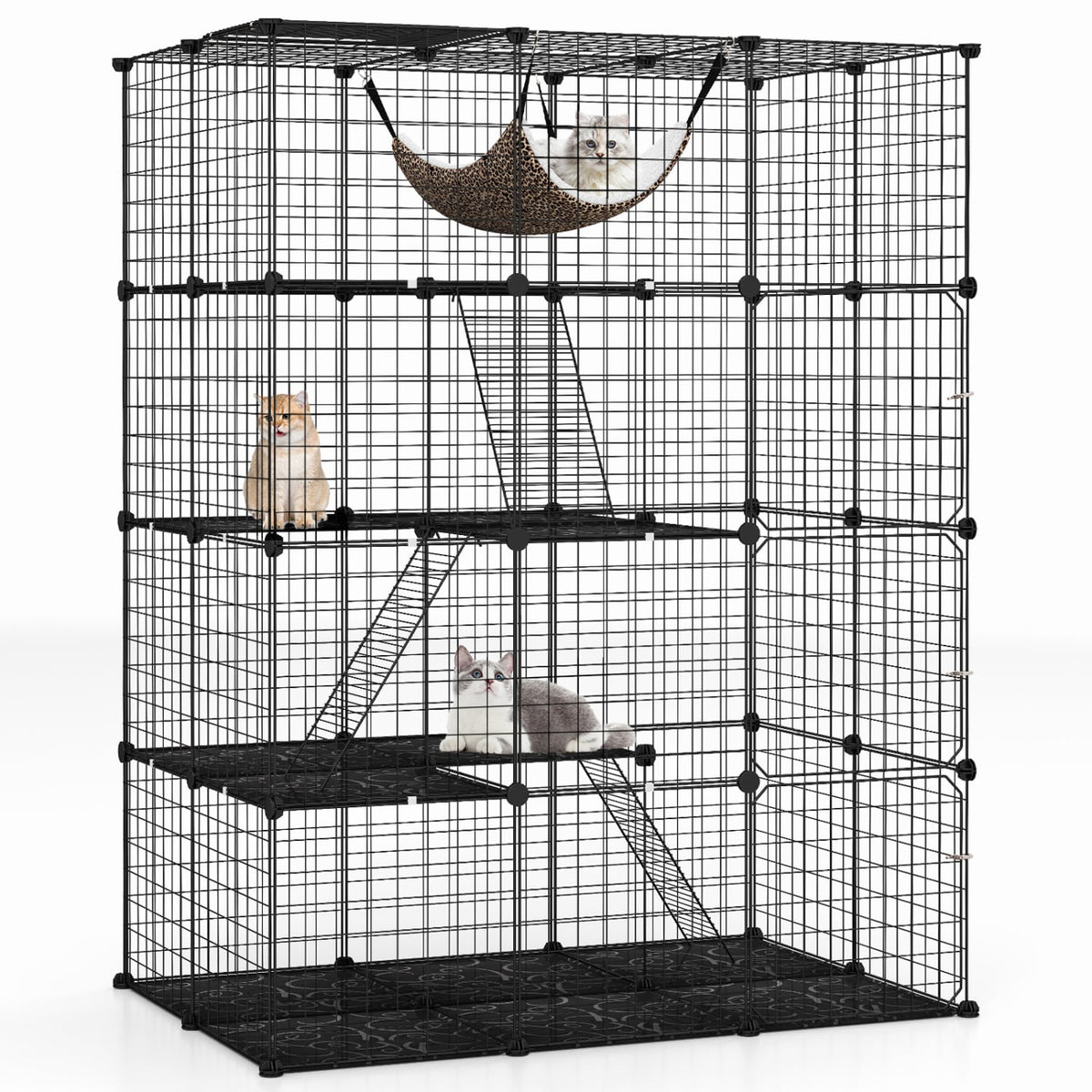 Grande cage à chats à 4 niveaux avec puits