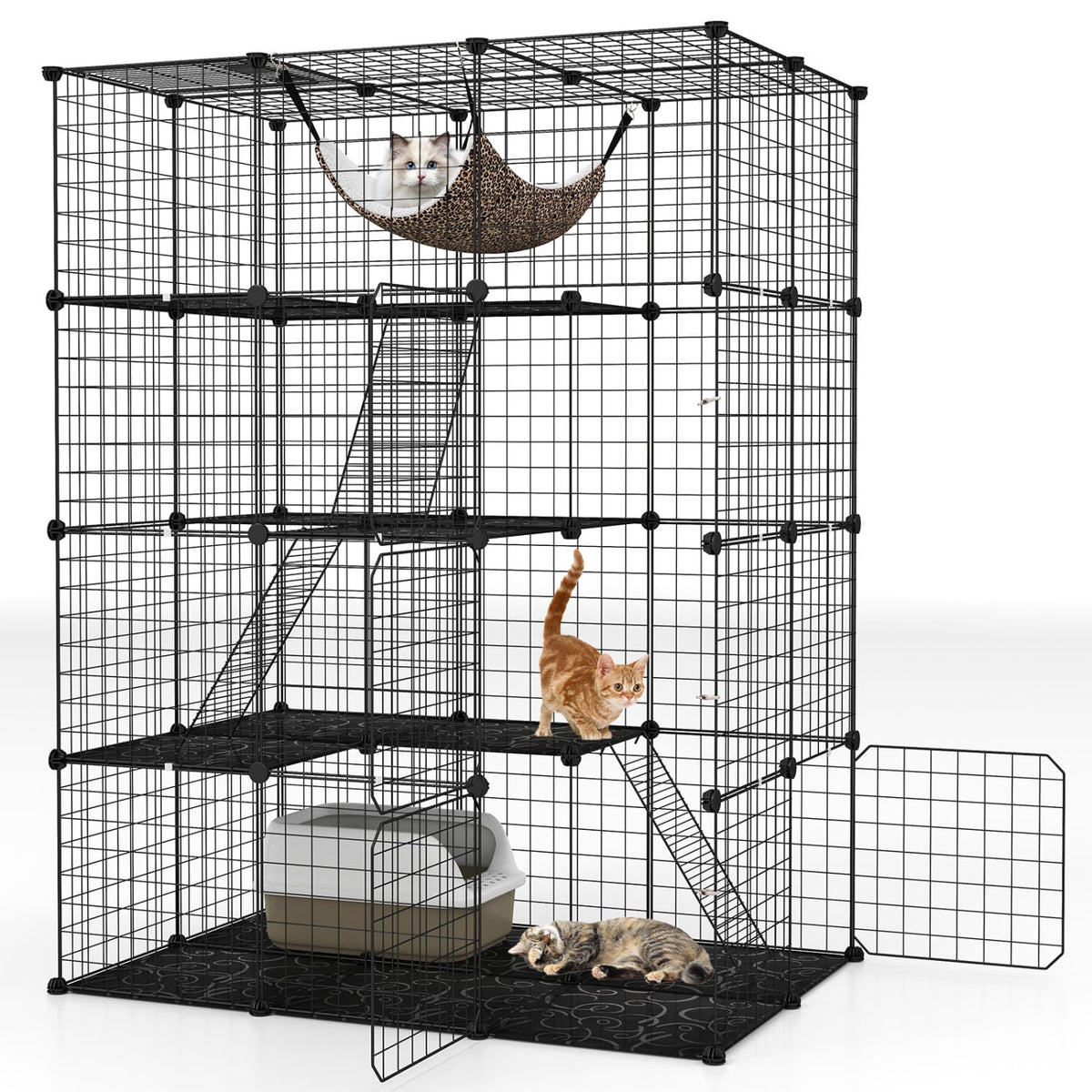 Grande cage à chats à 4 niveaux avec puits