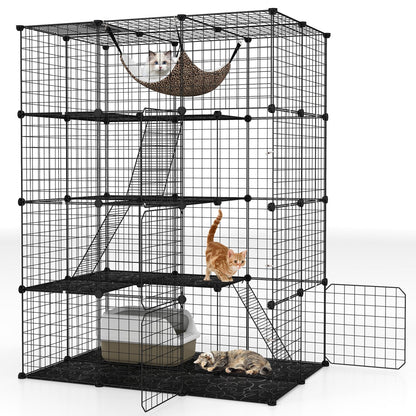 Grande cage à chats à 4 niveaux avec puits