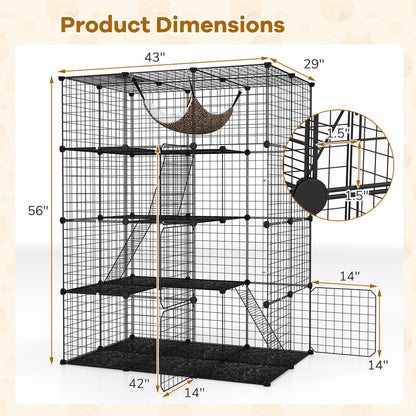 Grande cage à chats à 4 niveaux avec puits