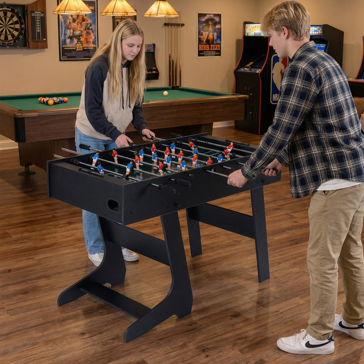Table de baby-foot pliante avec 22 joueurs