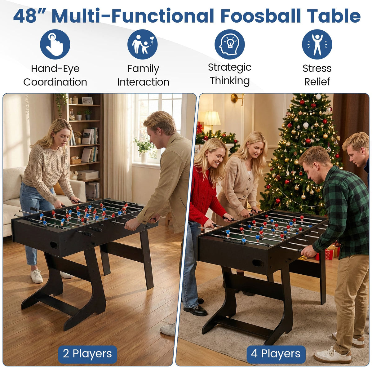 Table de baby-foot pliante avec 22 joueurs