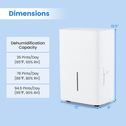 Déshumidificateur intelligent 45 L avec minuterie 24 h