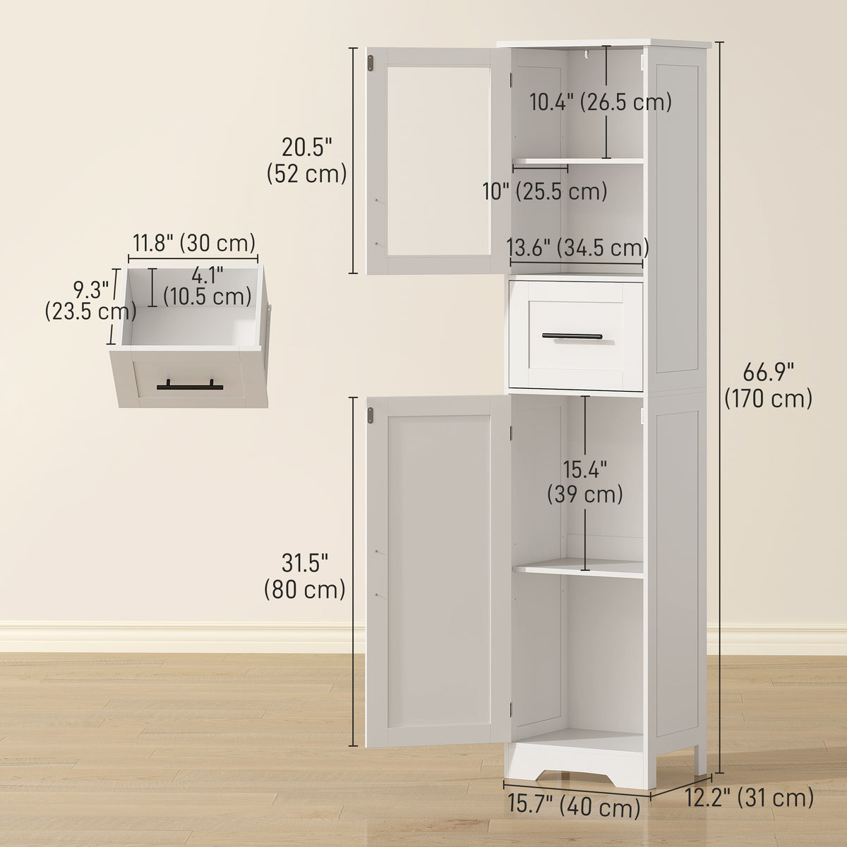 170 cm Tall Bathroom Storage Cabinet