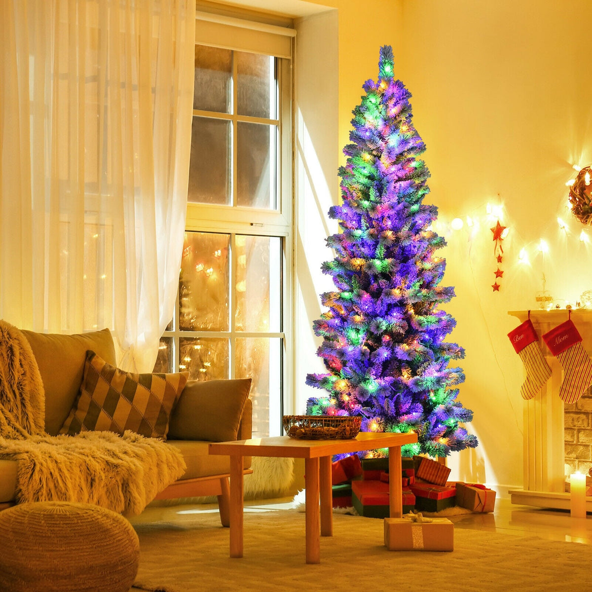 Arbre de Noël artificiel enneigé pré-éclairé 229 cm