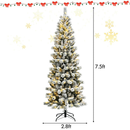 Arbre de Noël artificiel enneigé pré-éclairé 229 cm