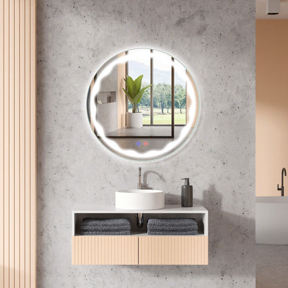 Miroir mural rond LED intelligent tactile