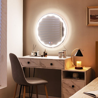 Miroir mural rond LED intelligent tactile