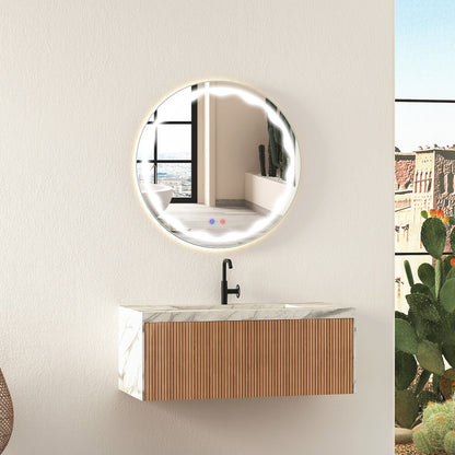 Miroir mural rond LED intelligent tactile