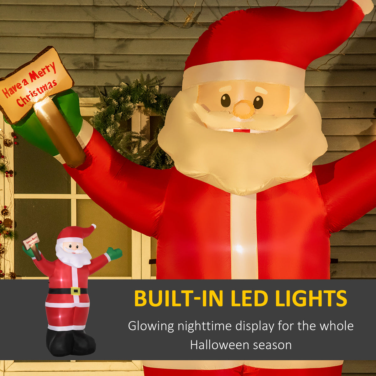 Decoración inflable de Papá Noel iluminada de 8 pies