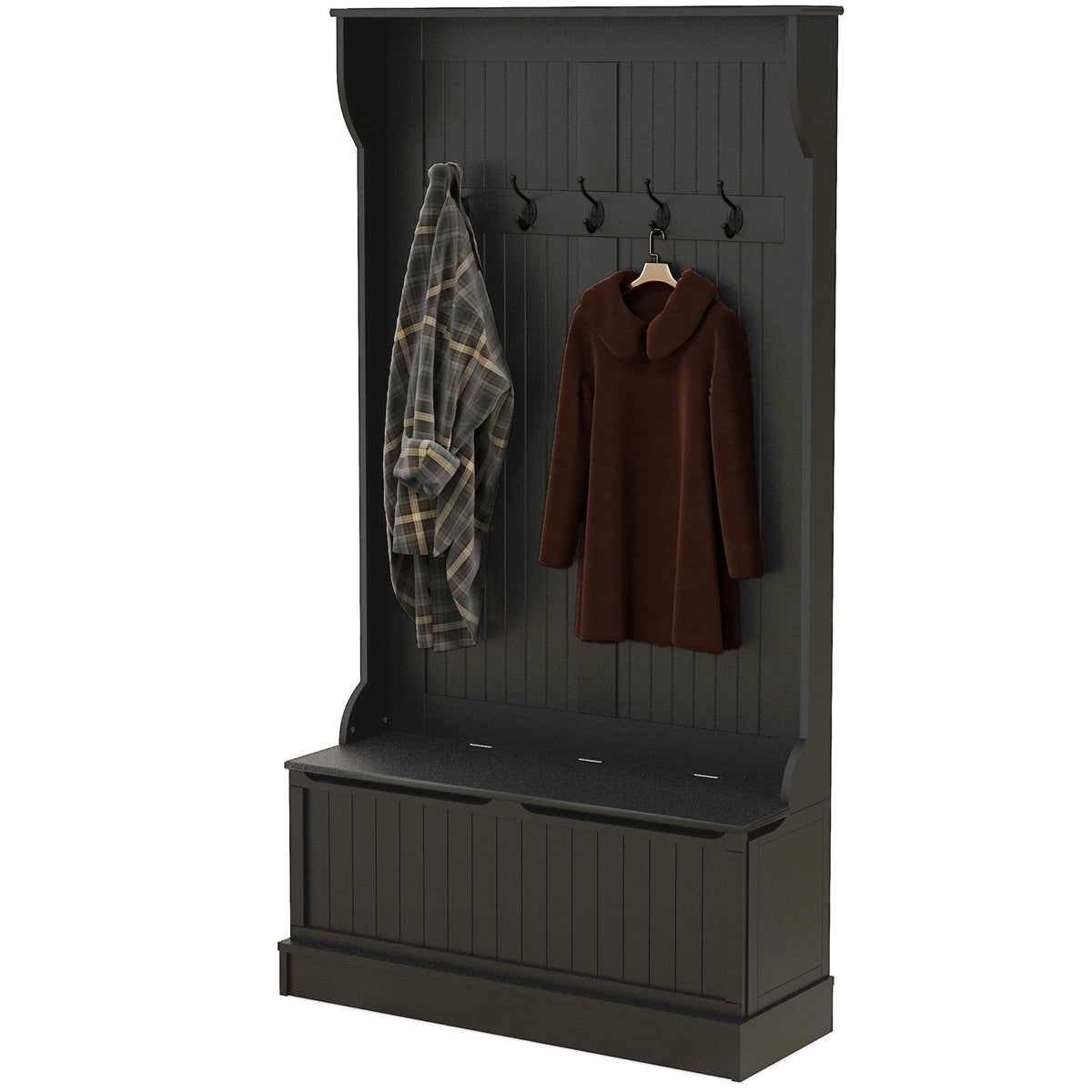 3-in-1 Hall Tree with Bench, Storage and Coat Rack