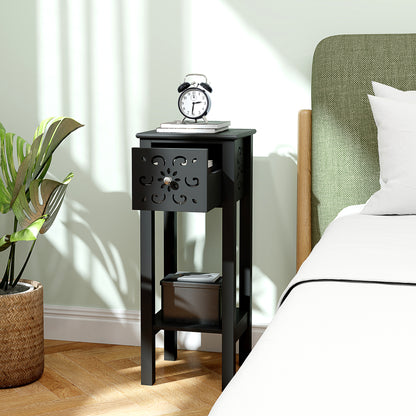 Nightstands with drawer and open shelf set of 2