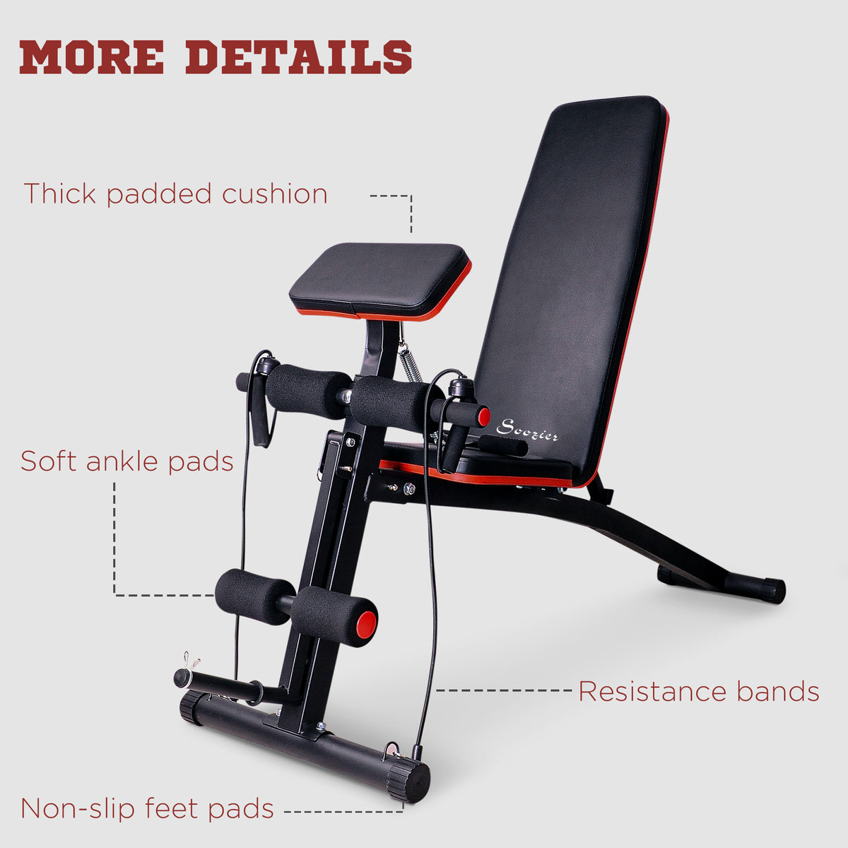 Banco de entrenamiento plegable y ajustable para musculación en casa