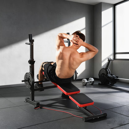 Banco de musculación regulable con soporte para press de banca