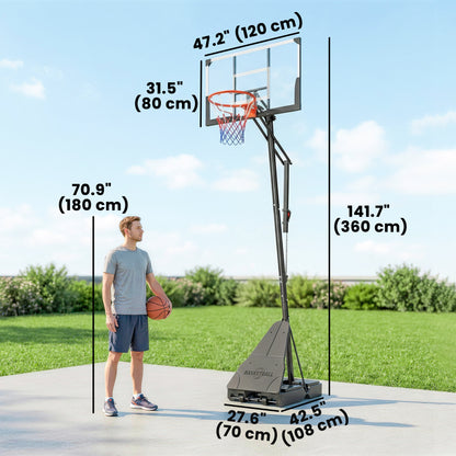 Adjustable Basketball Hoop 8–10 ft with 47" Backboard