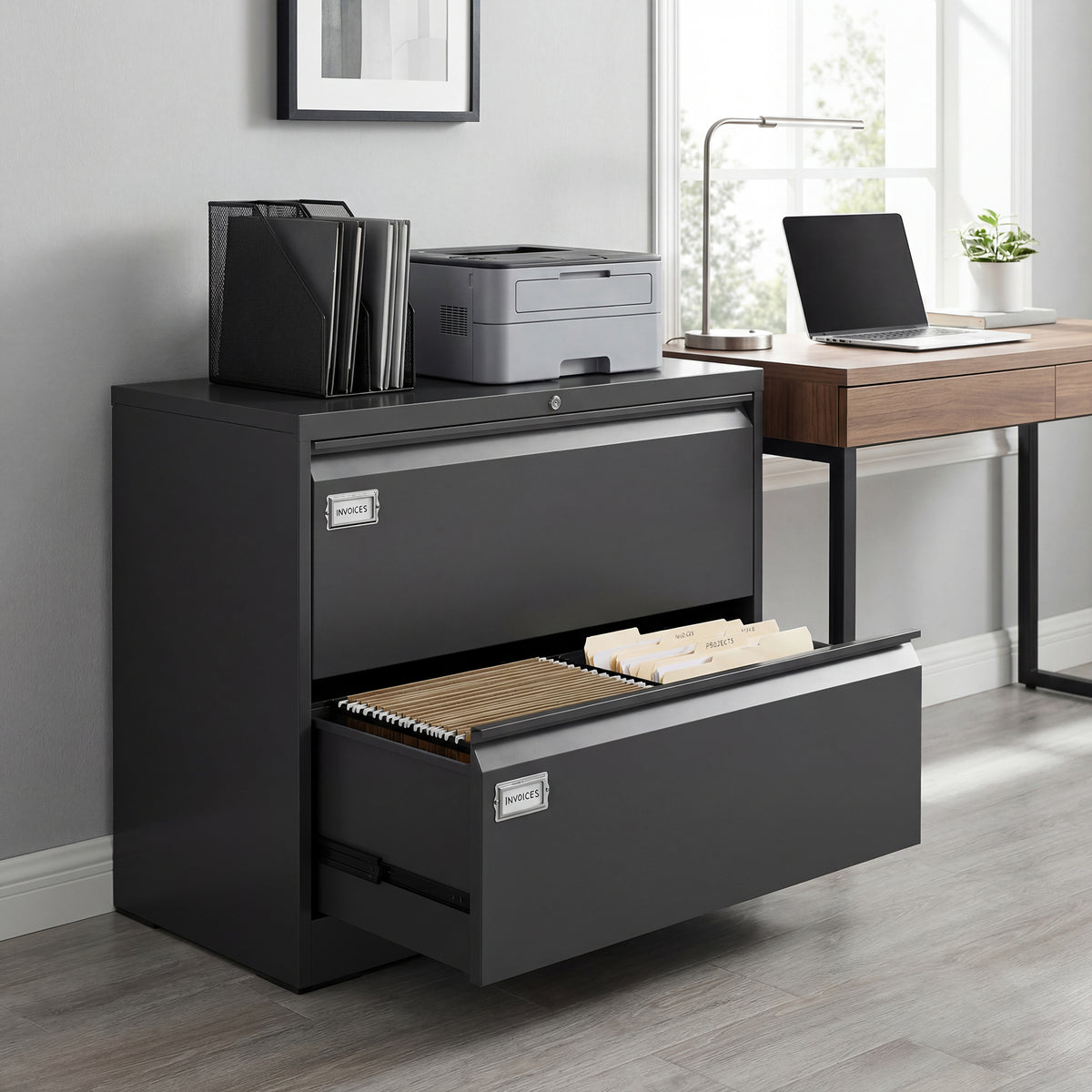 2-Drawer Lockable Steel Lateral Filing Cabinet