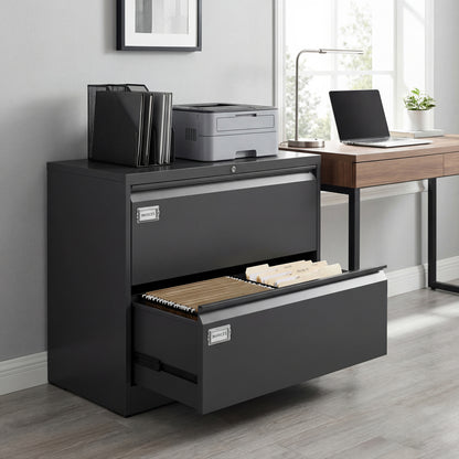 2-Drawer Lockable Steel Lateral Filing Cabinet