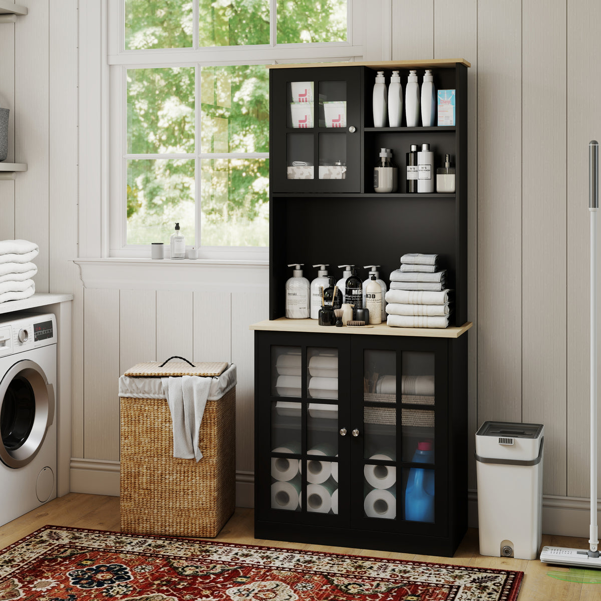 Kitchen Buffet with Hutch and Open Shelves
