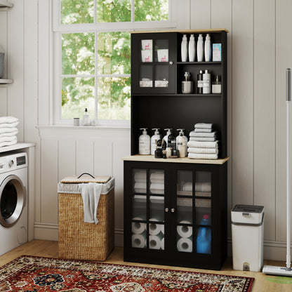Kitchen Buffet with Hutch and Open Shelves