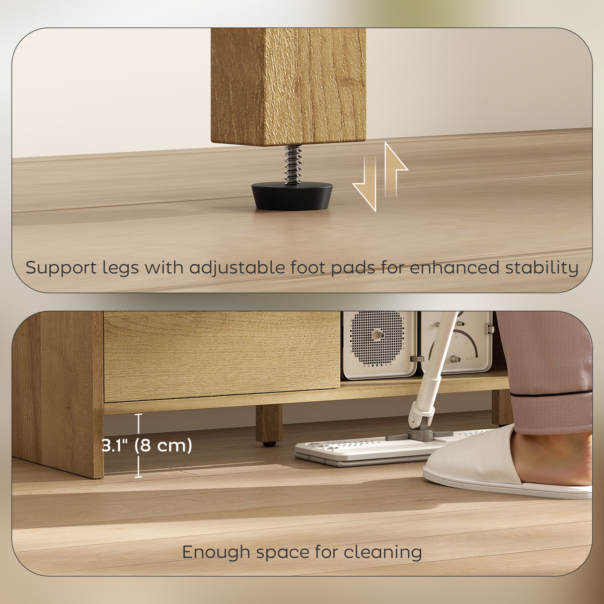 Mueble de TV estilo nórdico con armarios y estantes