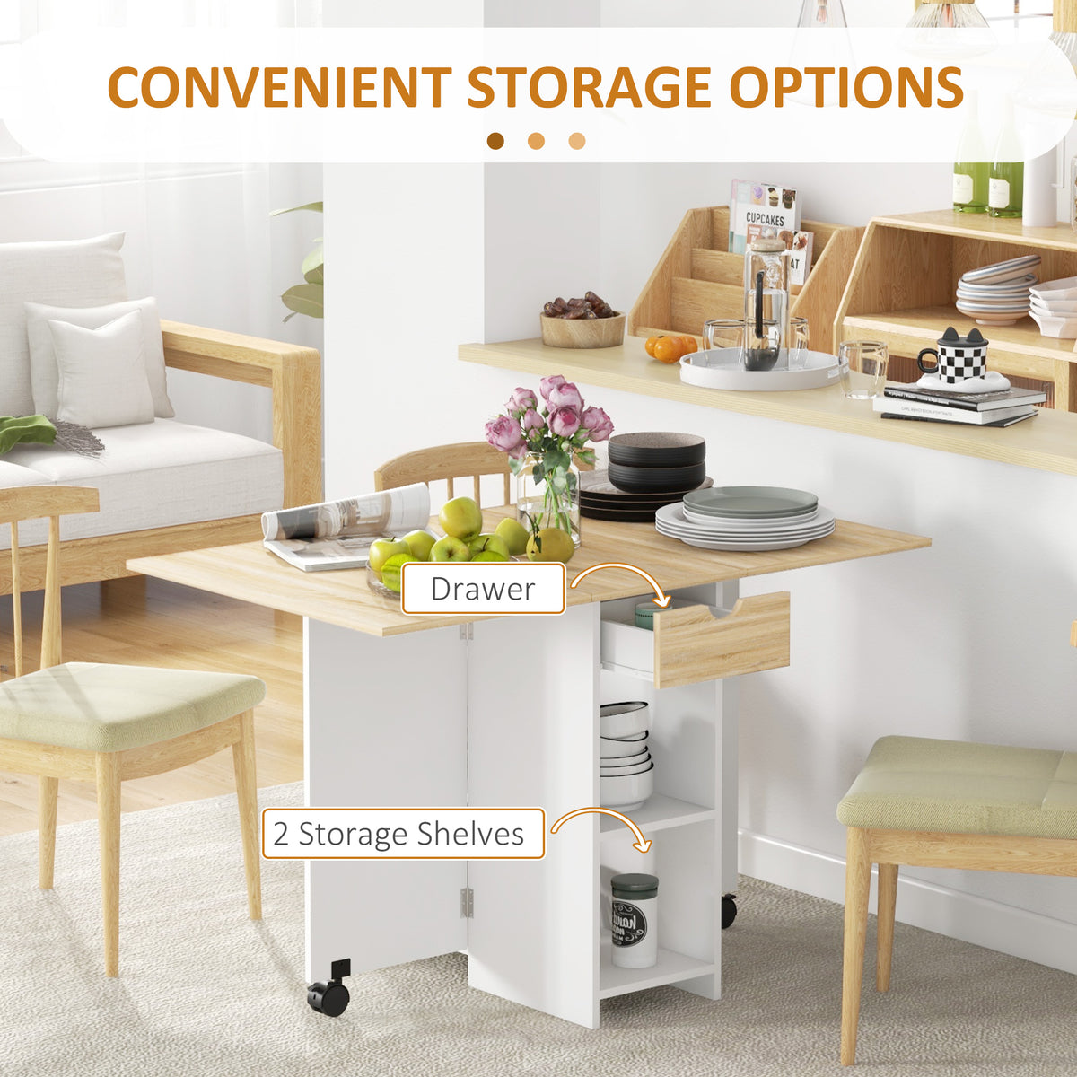 Folding Dining Table with Storage