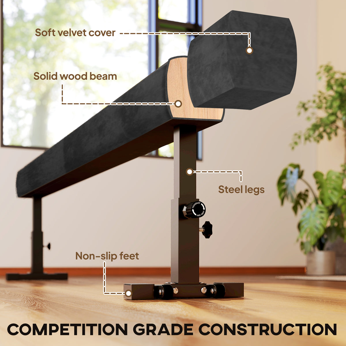 226 cm Adjustable Balance Beam with Wheels