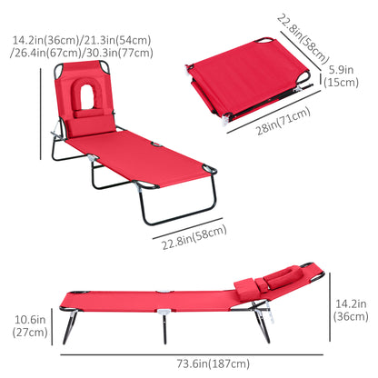 Tumbona plegable con orificio facial ajustable