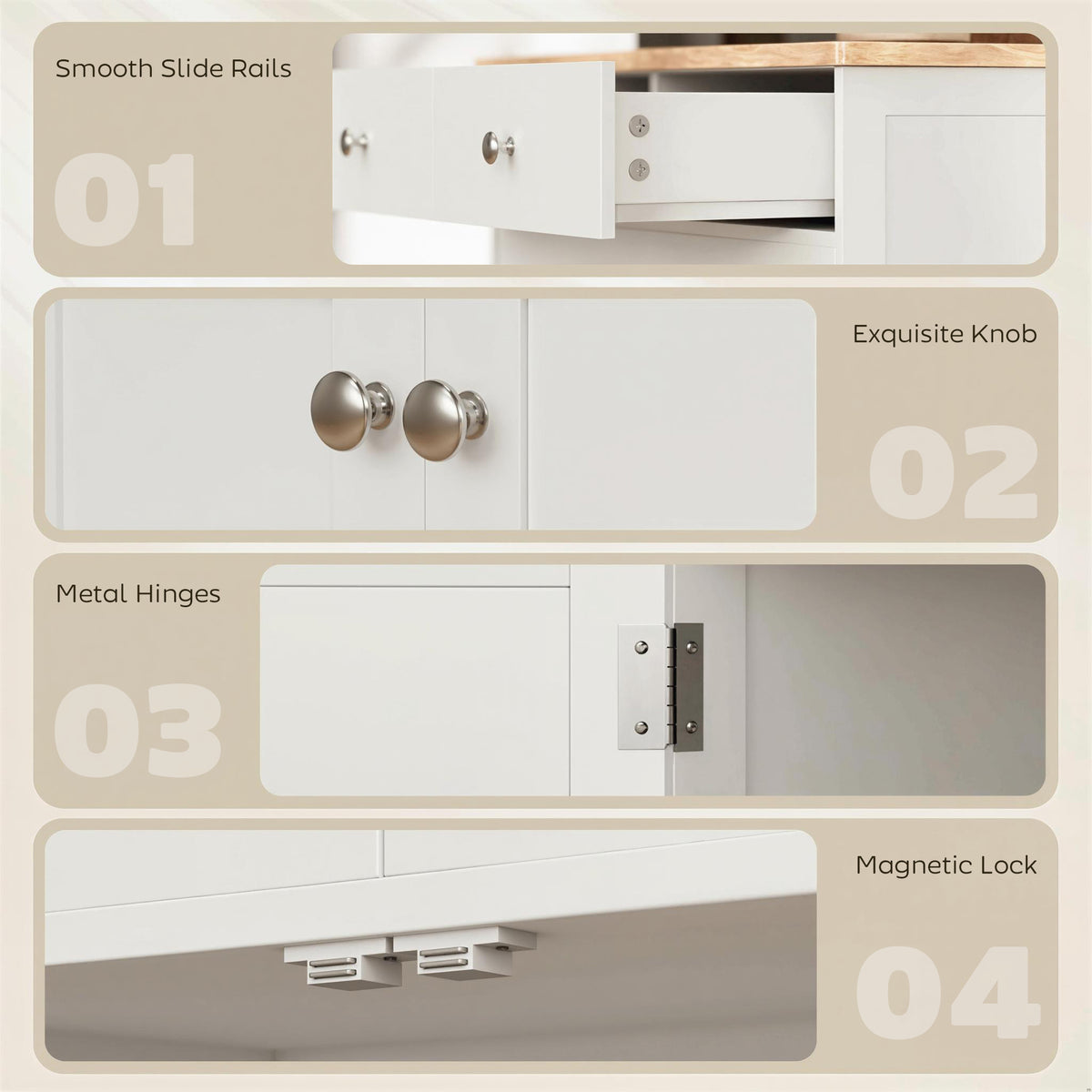 Kitchen Buffet Cabinet with Drawers and Adjustable Shelf